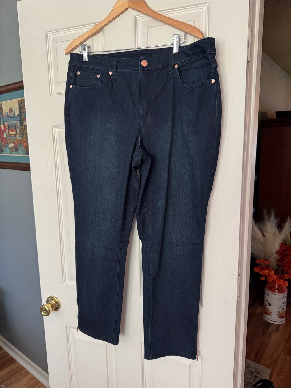 Christopher & Banks Dark Indigo Cropped Straight Jeans